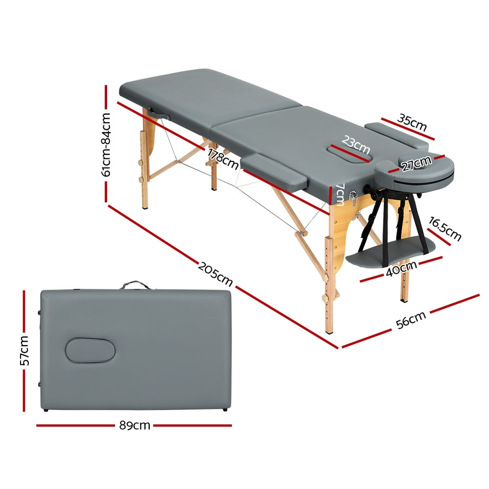 Zenses Portable Massage Table - Grey & Wooden Legs