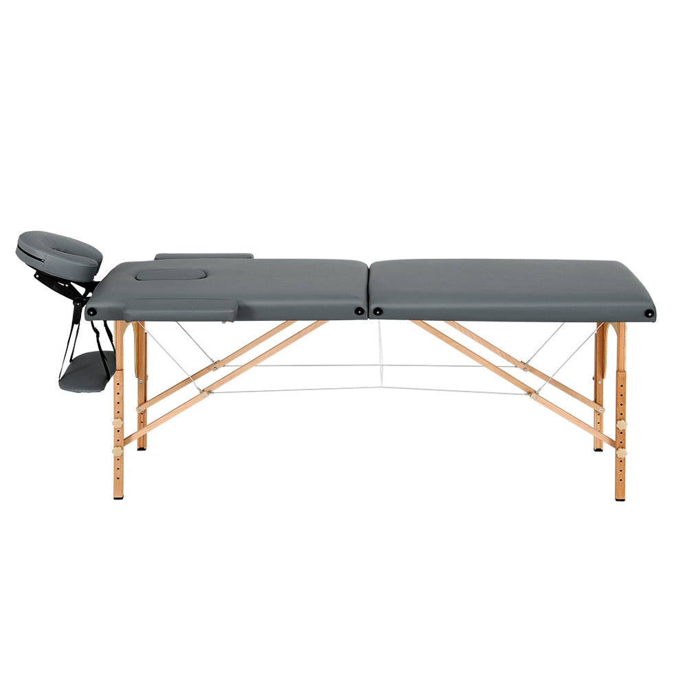 Zenses Portable Massage Table - Grey & Wooden Legs