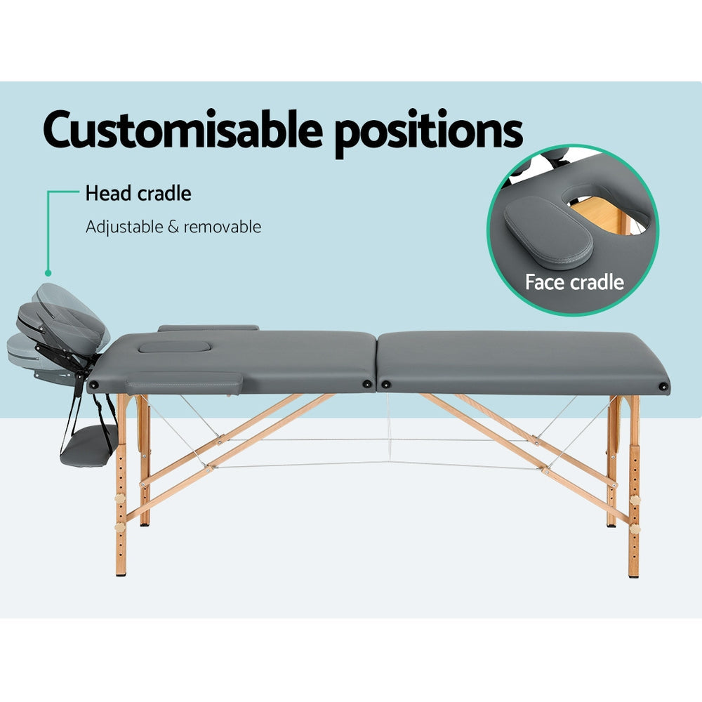Zenses Portable Massage Table - Grey & Wooden Legs