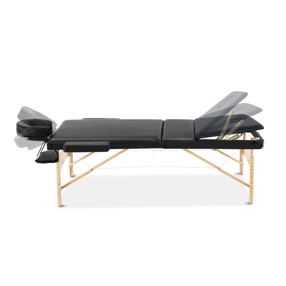 Zenses 60cm W Portable Wooden Massage Table – Black