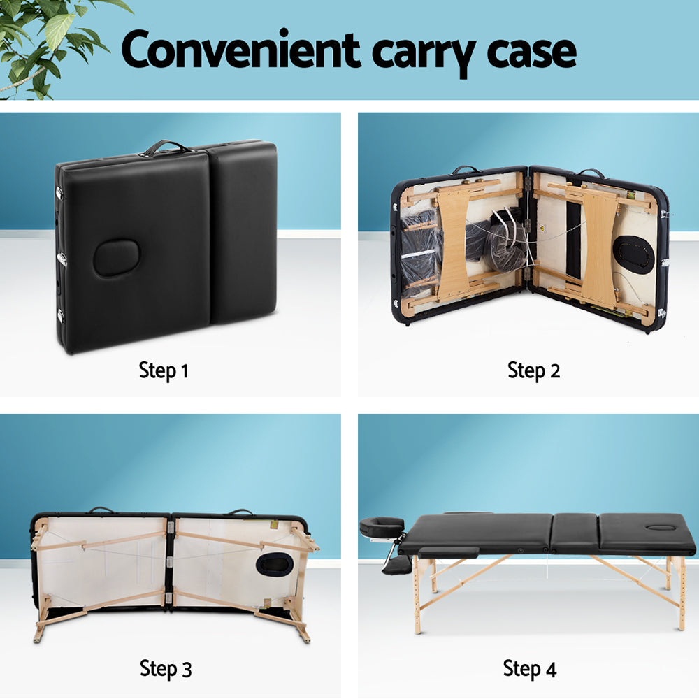 Zenses Portable Wooden 3-Fold Massage Table