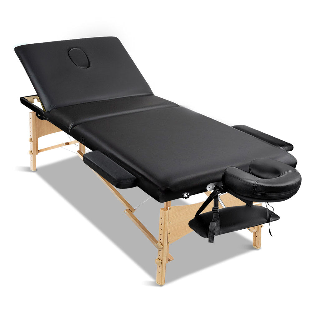 Zenses 75cm W Portable Wooden Massage Table – Black