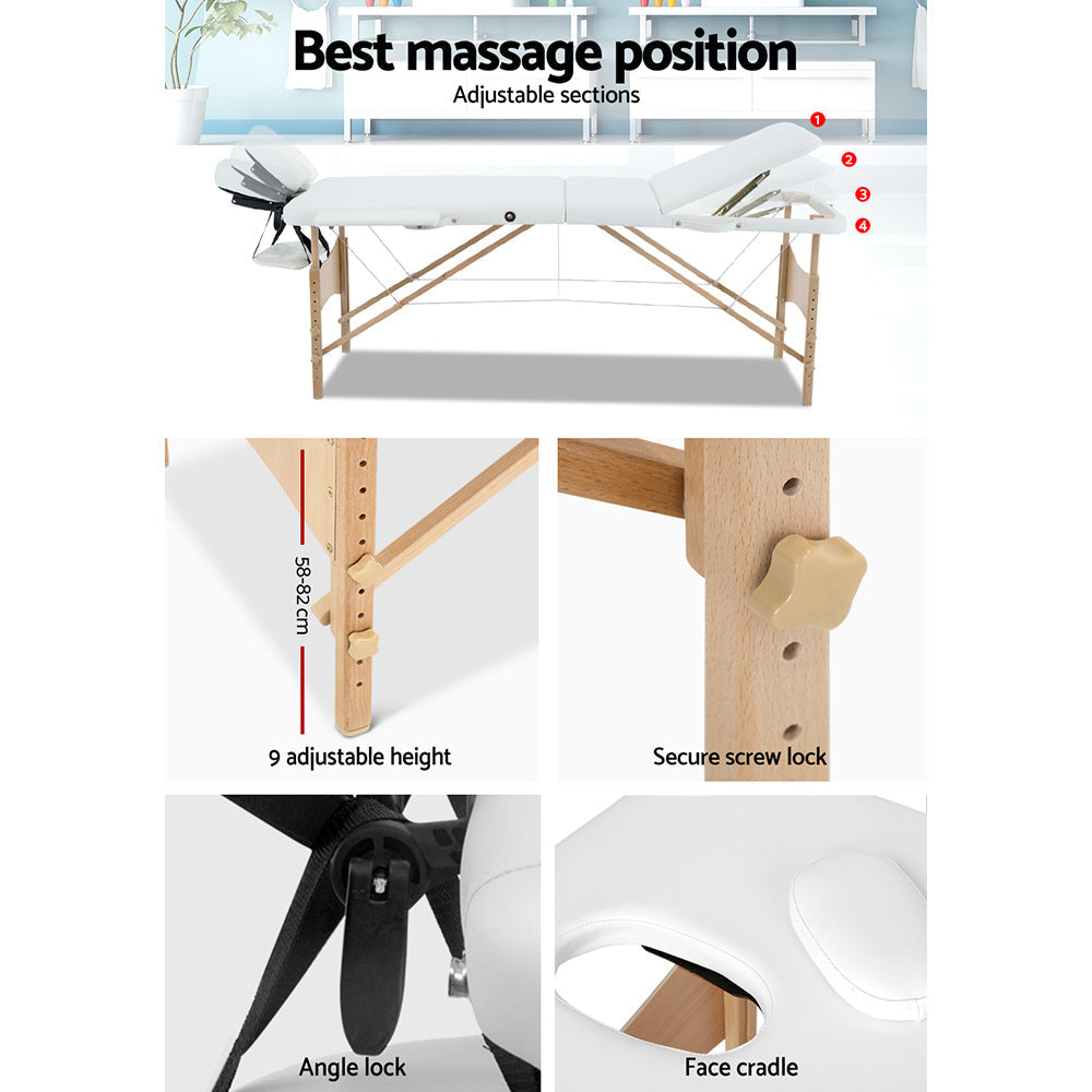 Zenses Portable Wooden 3-Fold Massage Table