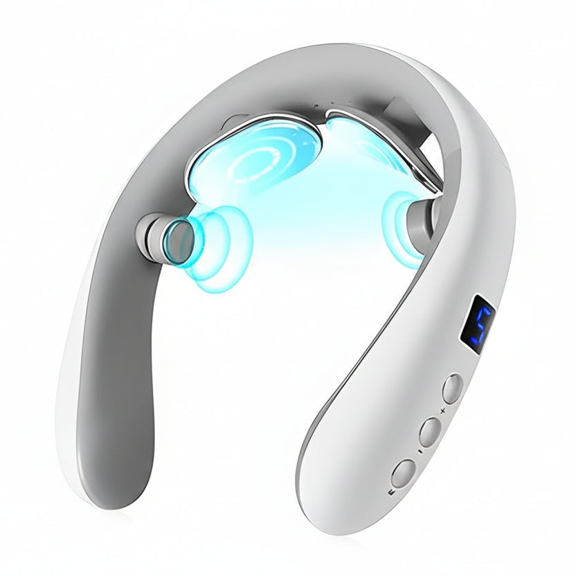 Wireless Neck Massager with Heat & 10 Modes: Electric Pulse Pain Relief