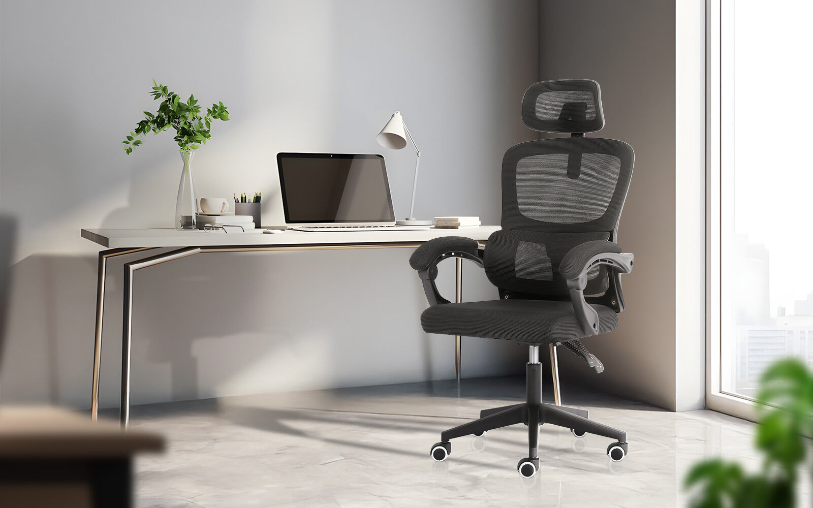 Ergonomic Reclining Office Chair - Lumbar Support & Adjustable Headrest
