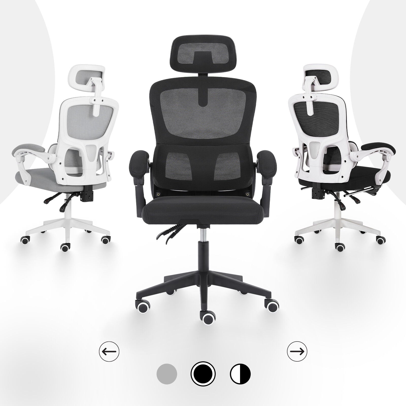 Ergonomic Reclining Office Chair - Lumbar Support & Adjustable Headrest