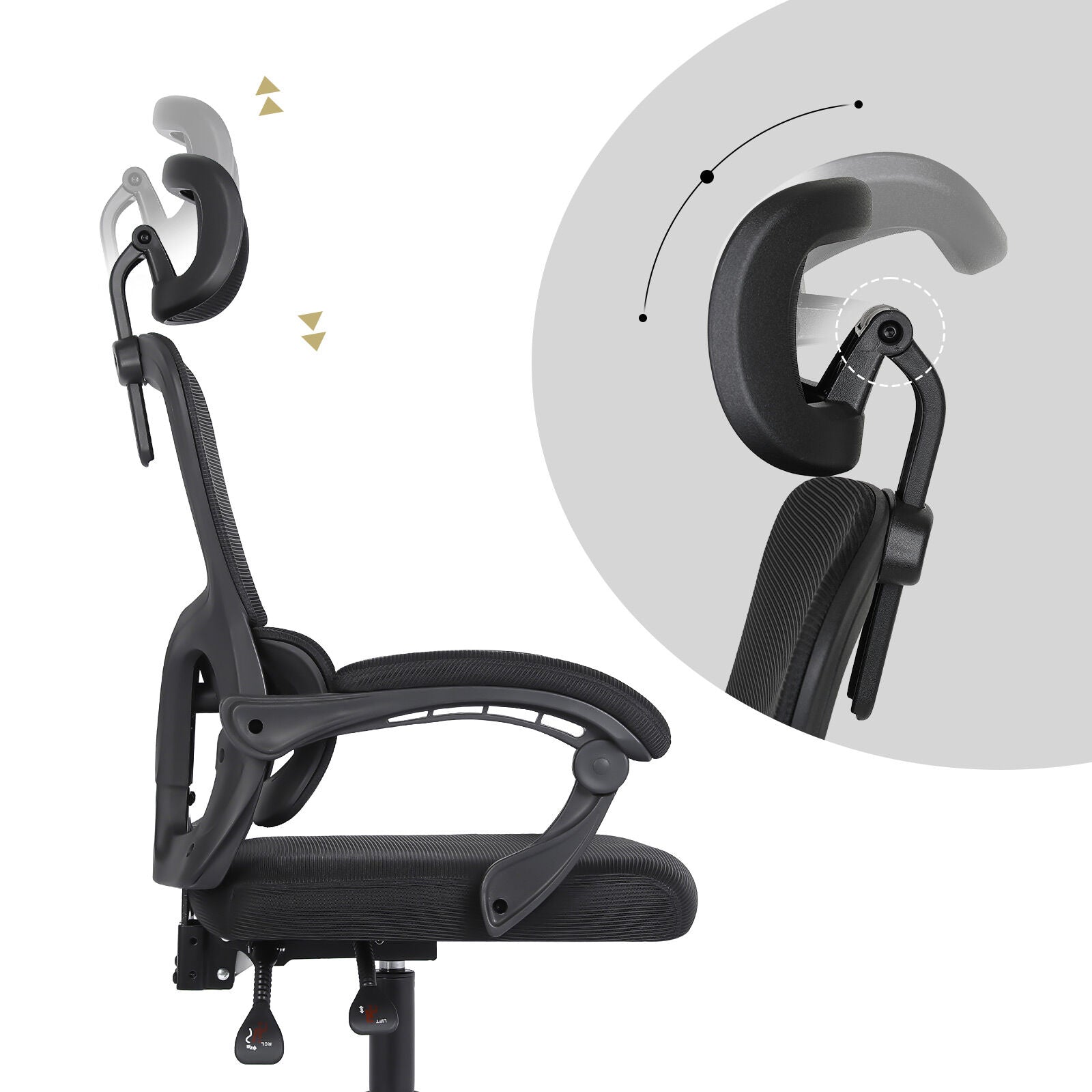 Ergonomic Reclining Office Chair - Lumbar Support & Adjustable Headrest