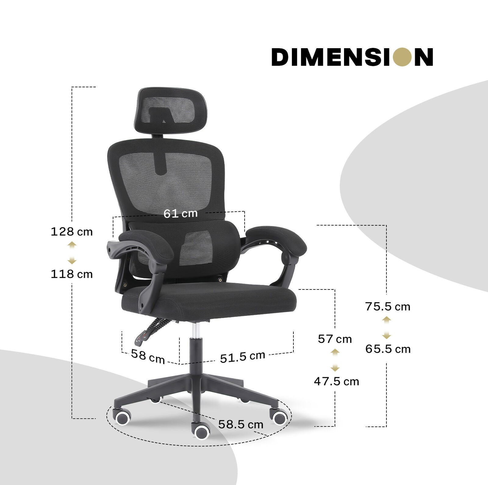 Ergonomic Reclining Office Chair - Lumbar Support & Adjustable Headrest