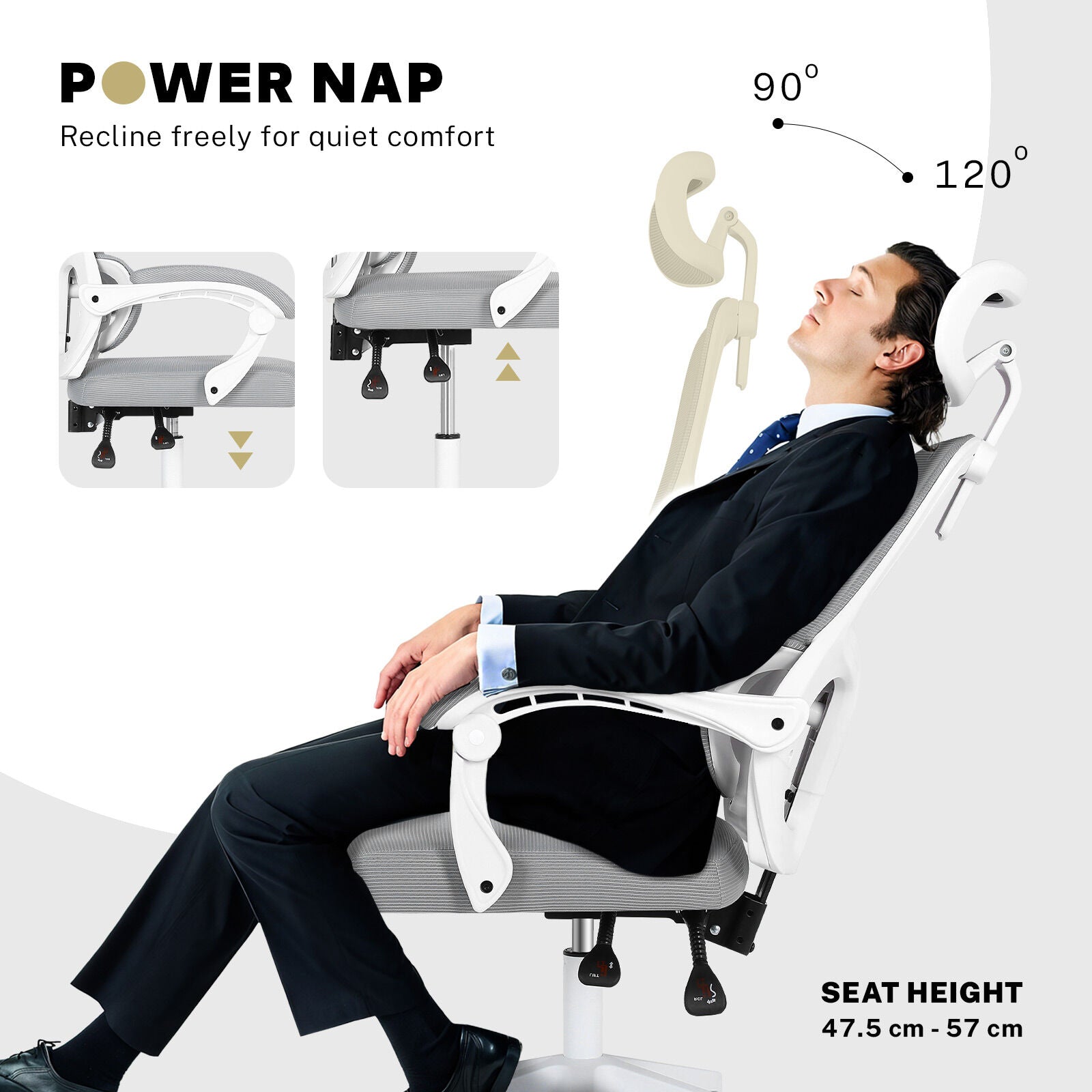 Ergonomic Reclining Office Chair – Lumbar Support & Adjustable Headrest