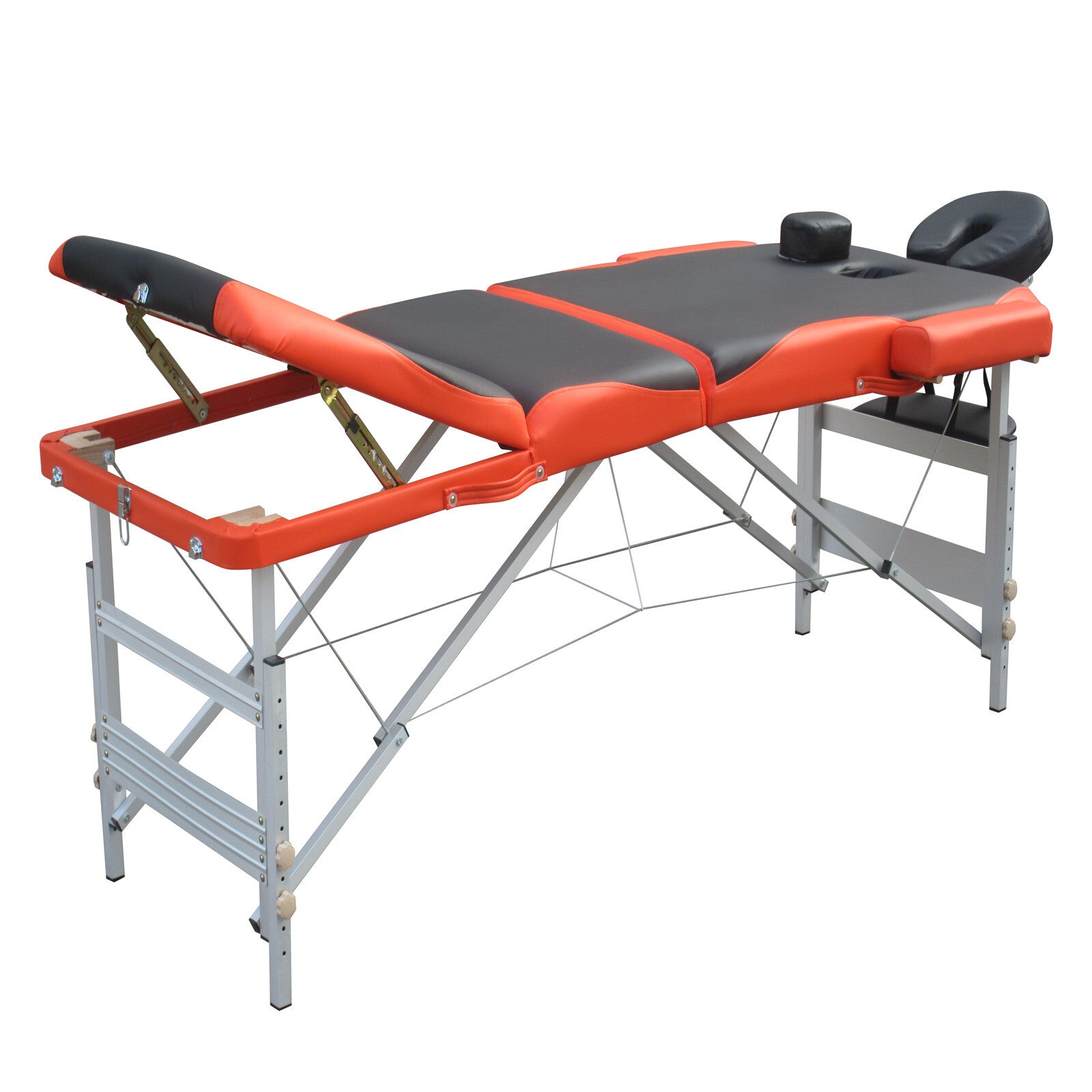 Portable Aluminium Massage Table – Dark Grey & Red