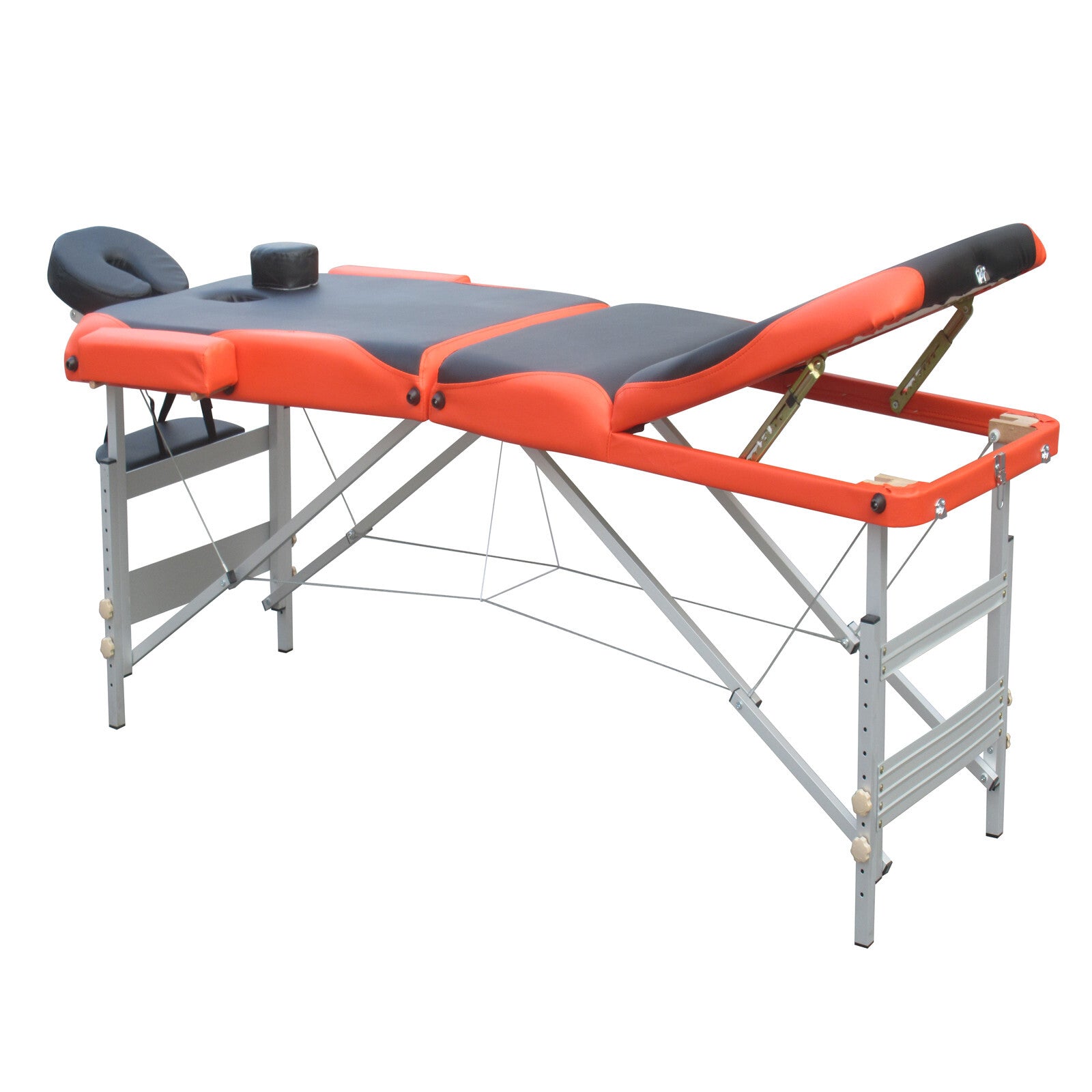 Portable Aluminium Massage Table – Dark Grey & Red