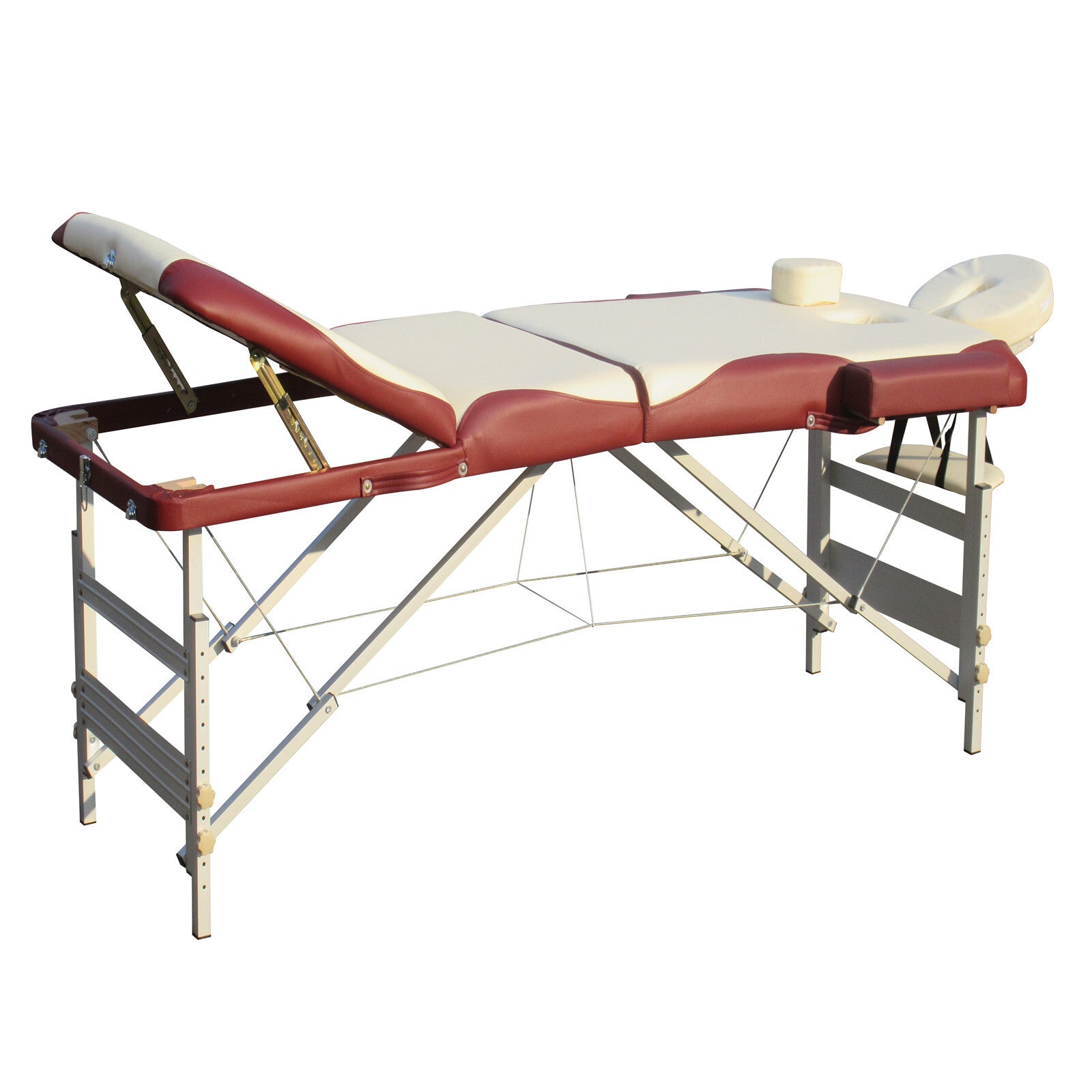 Portable Aluminium Massage Table – Beige & Red
