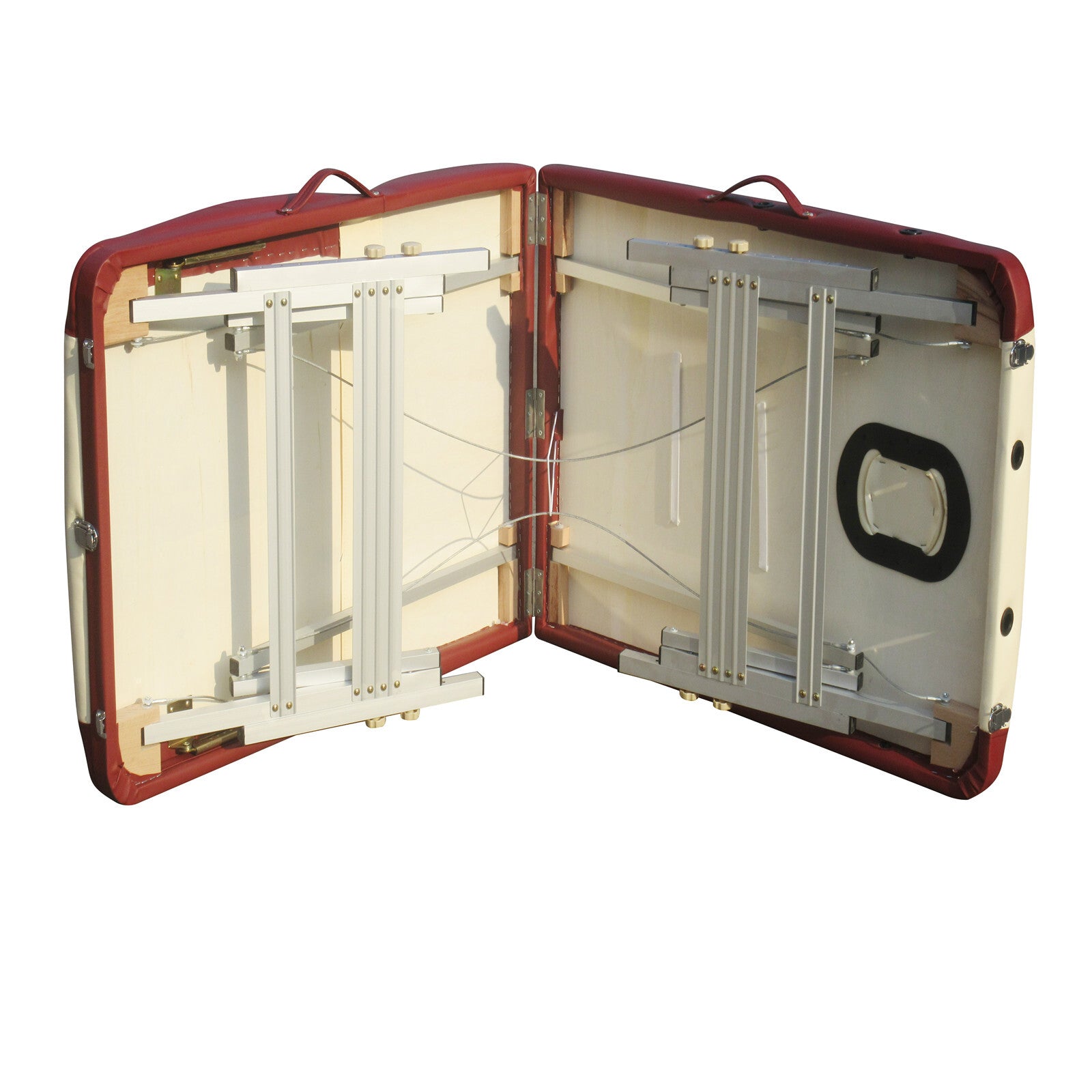 Portable Aluminium Massage Table – Beige & Red