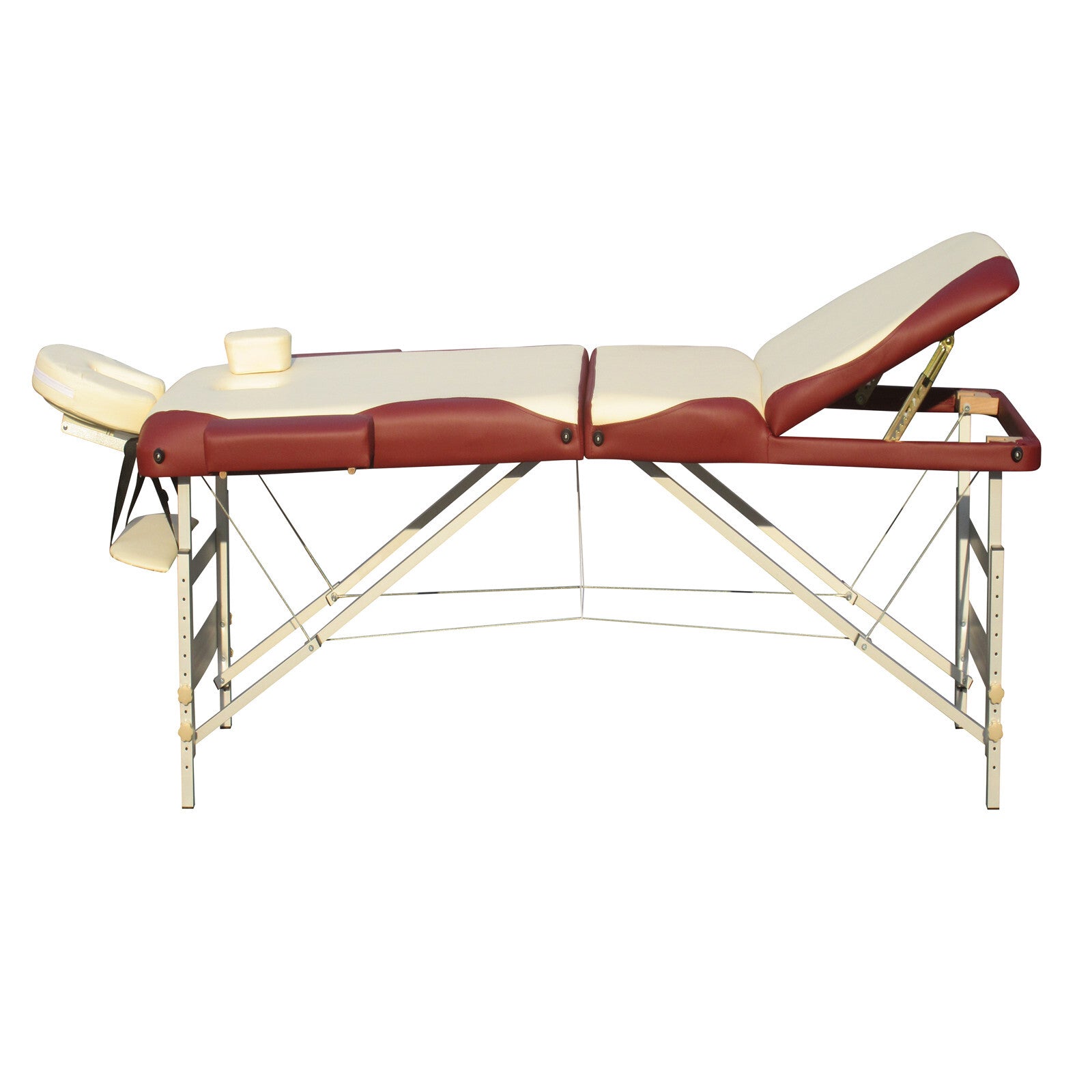 Portable Aluminium Massage Table – Beige & Red