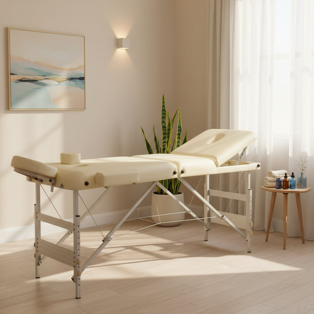 Portable Aluminium Massage Table – Beige