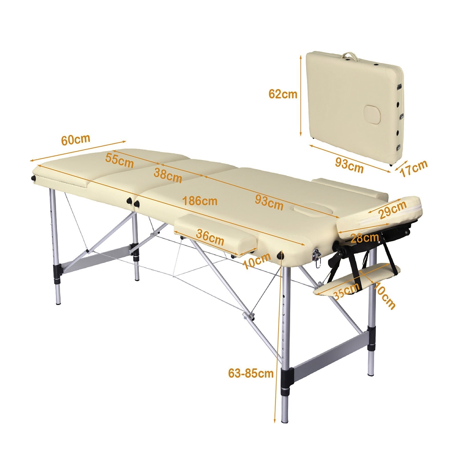 Portable Aluminium Massage Table – Beige