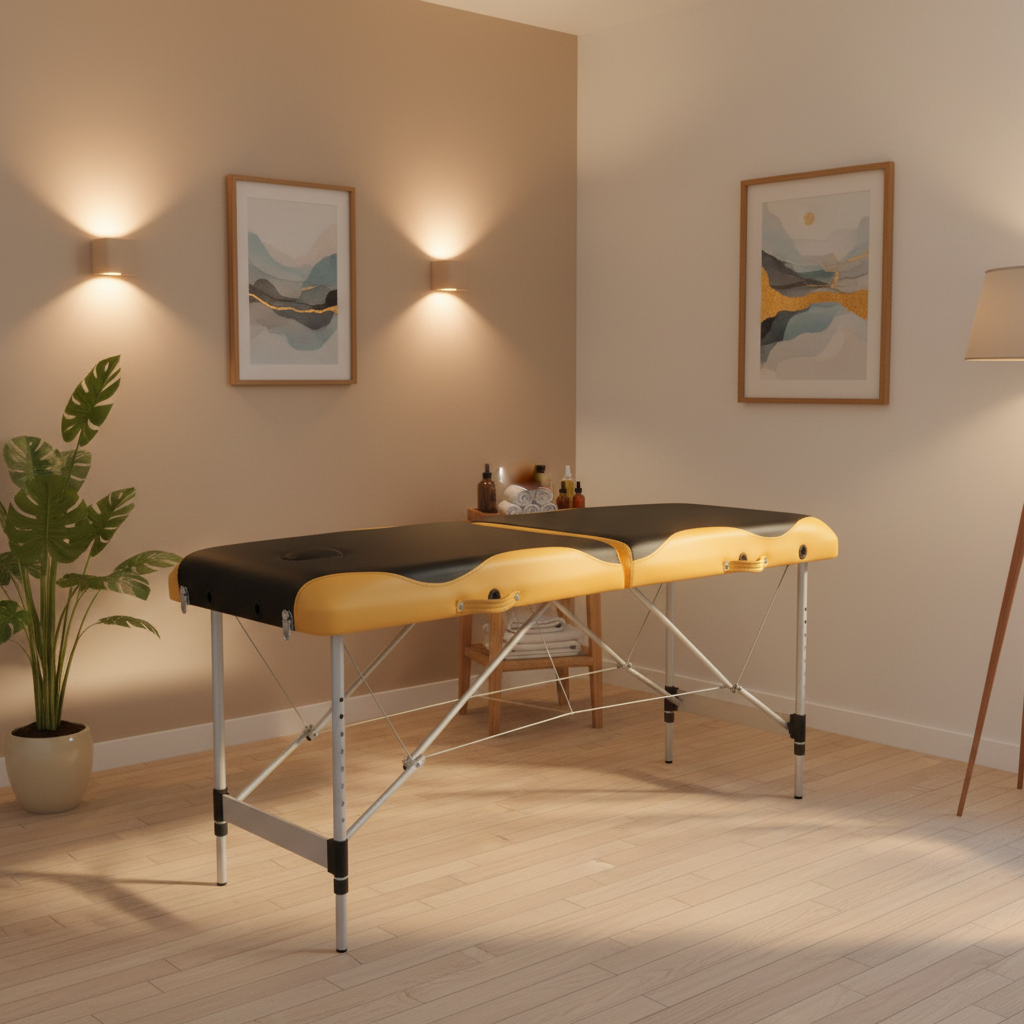 Portable 60cm Aluminium Massage Table - Dark Grey & Orange