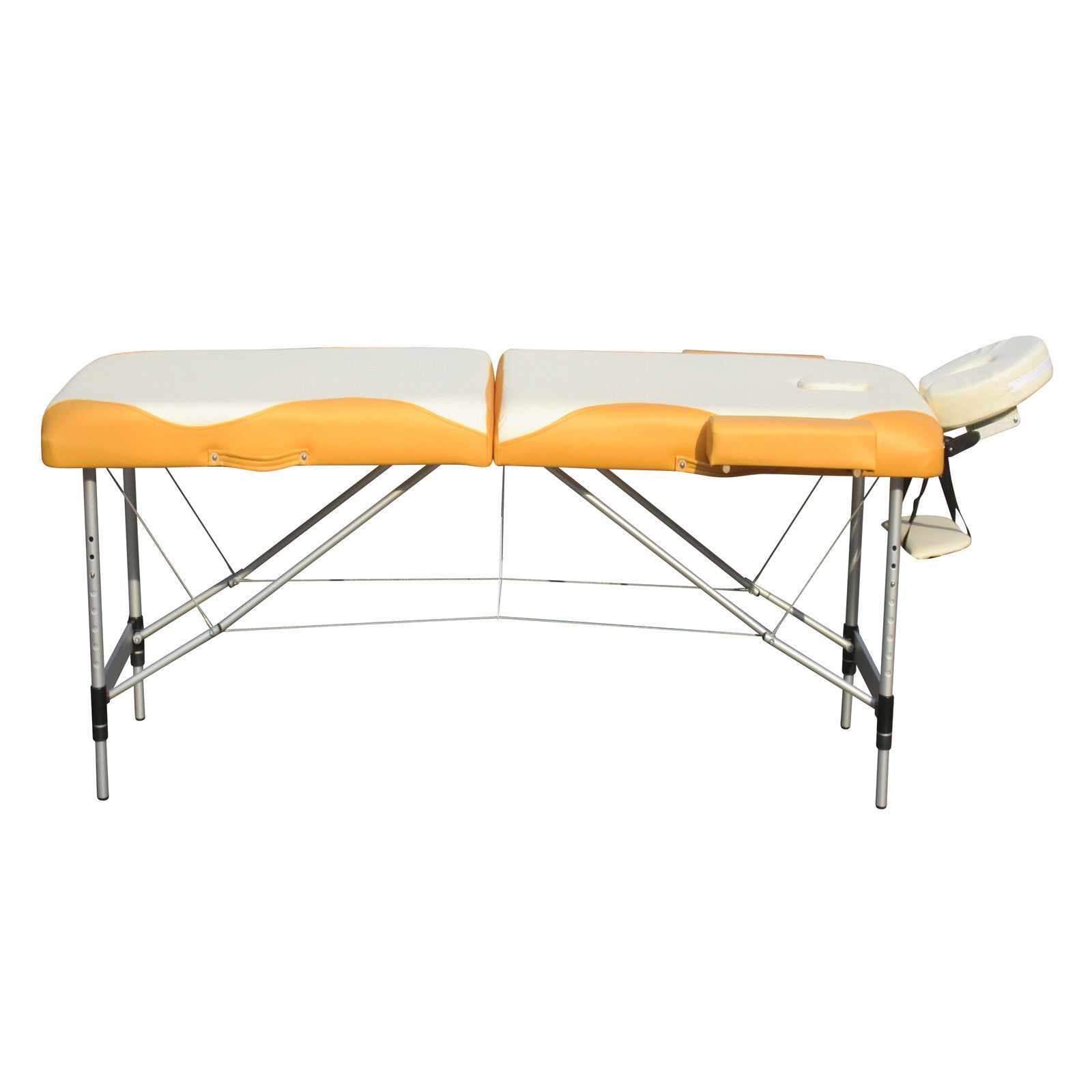 Portable 60cm Aluminium Massage Table - White & Orange