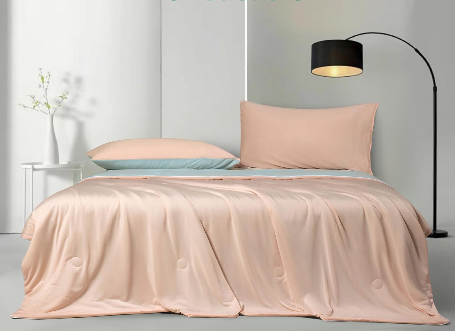 Ice Cooling Reversible Summer Comforter Blanket (Orange & Blue, Single/Double)