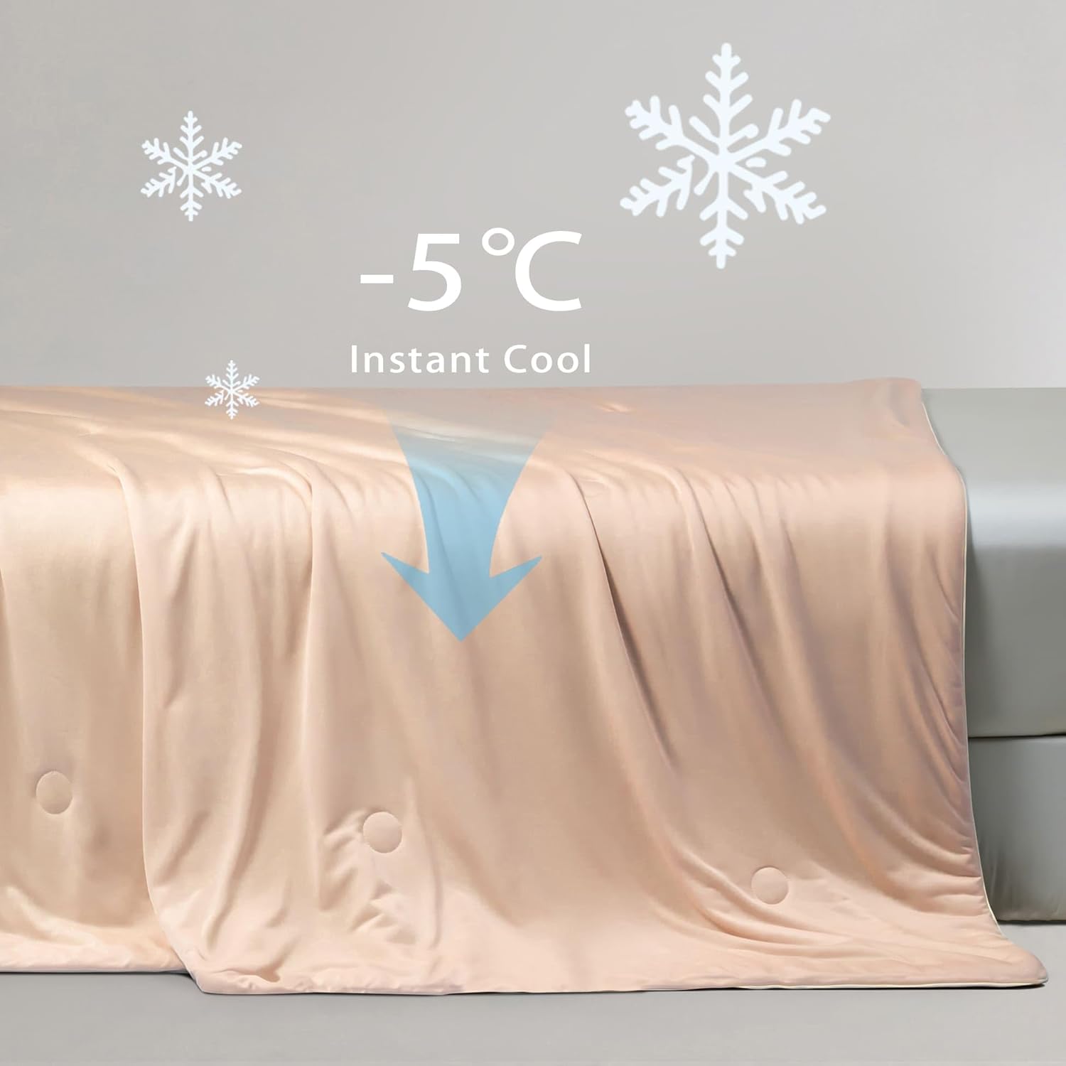 Ice Cooling Reversible Summer Comforter Blanket (Orange & Blue, Single/Double)