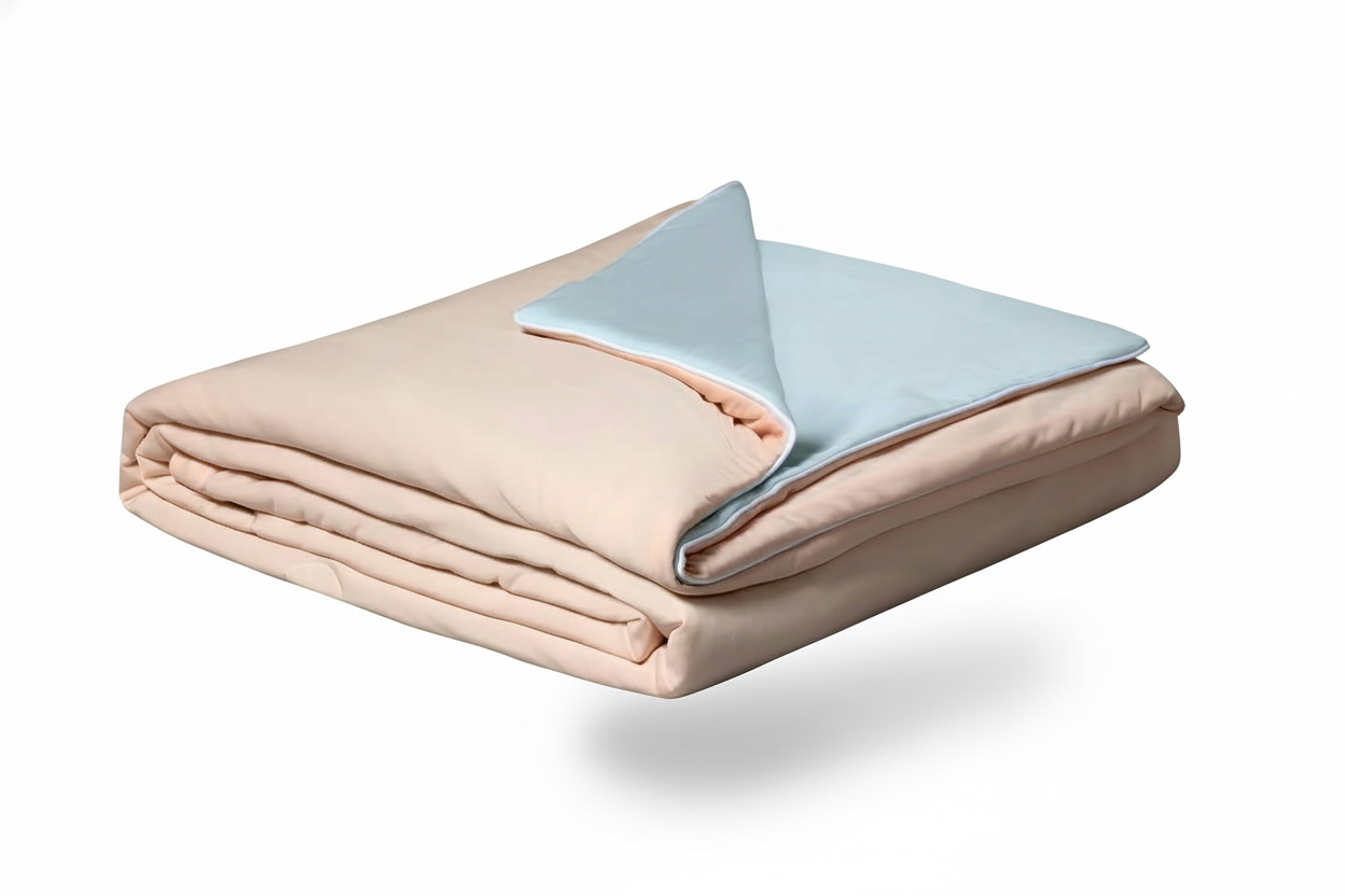 Ice Cooling Reversible Summer Comforter Blanket (Orange & Blue, Single/Double)