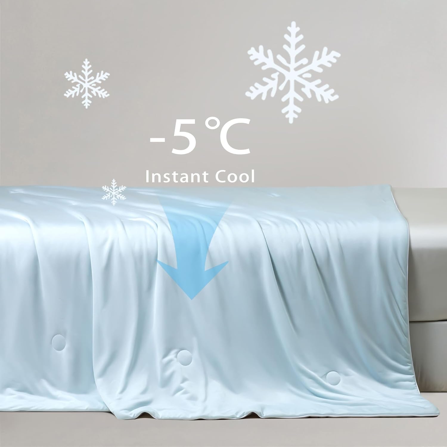 Ice Cooling Reversible Summer Comforter Blanket (Blue & Grey, Queen/King)