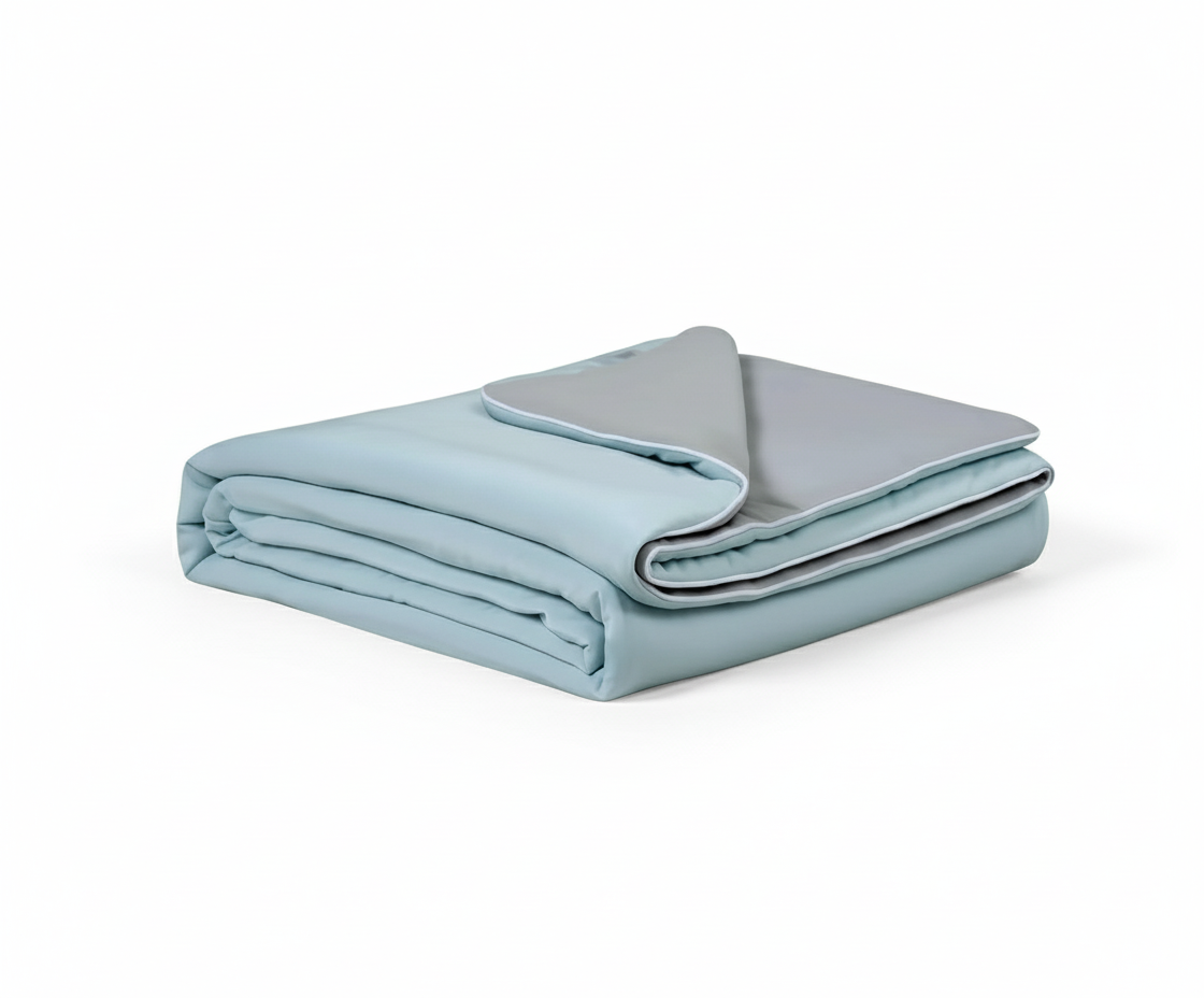 Ice Cooling Reversible Summer Comforter Blanket (Blue & Grey, Single/Double)