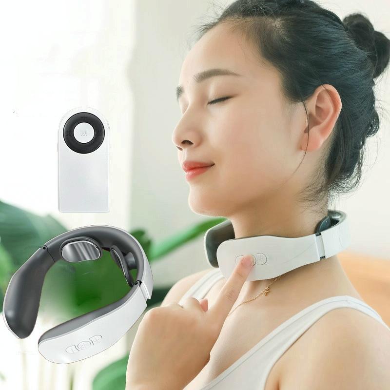 Remote Heating Neck Massager With Electromagnetic Pulse And Heat