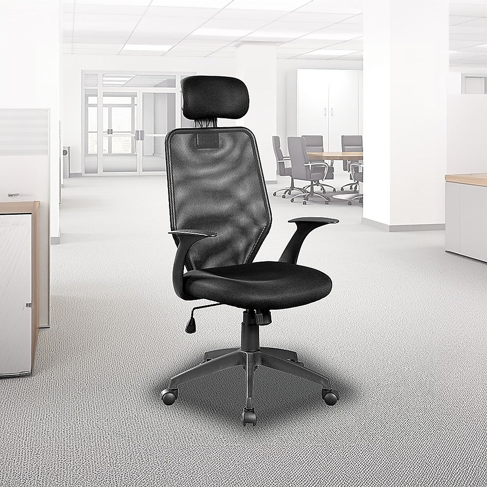 Black Mesh Office Chair with Headrest – Salvatore Angelotti