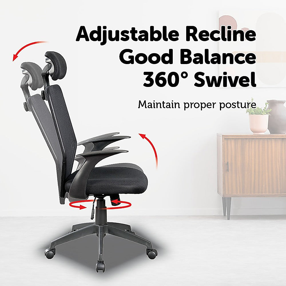 Black Mesh Office Chair with Headrest – Salvatore Angelotti