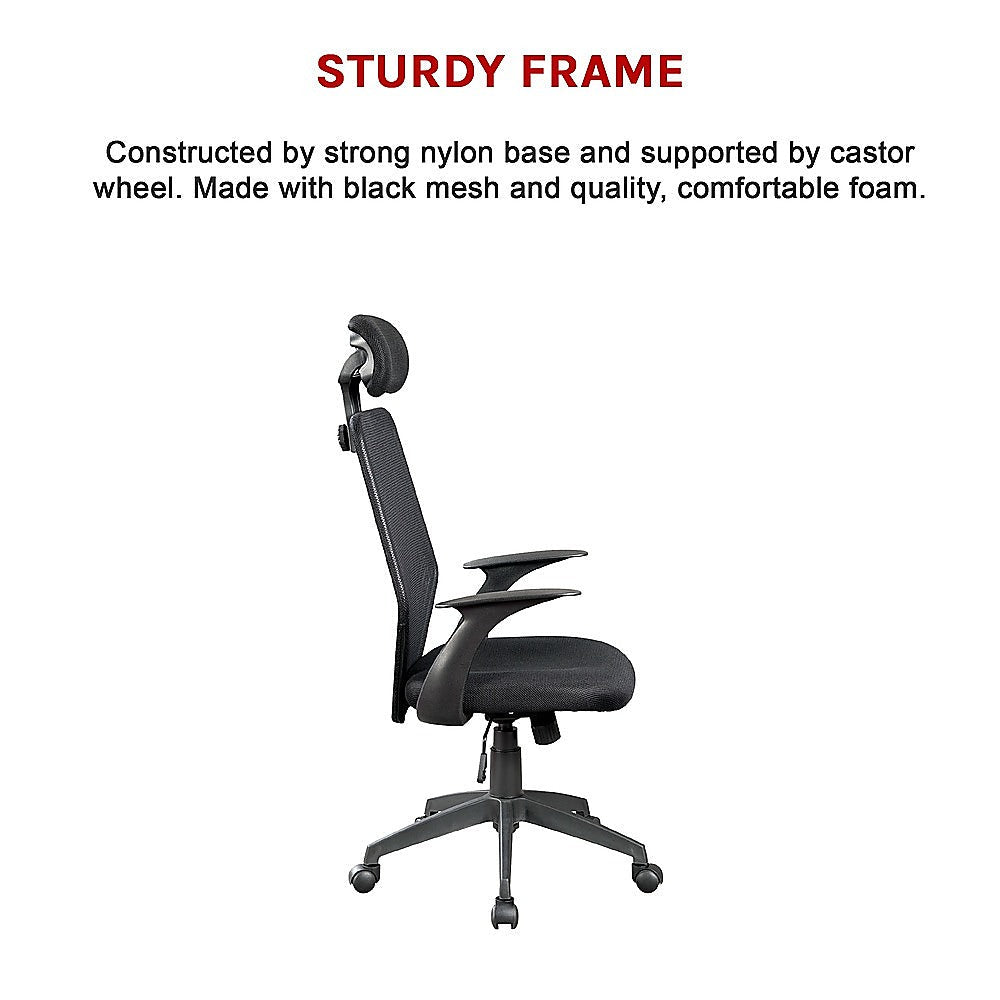 Black Mesh Office Chair with Headrest – Salvatore Angelotti