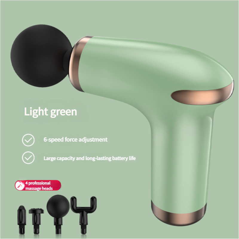 6-Speed Deep Tissue Massage Gun with 4 Heads – Green