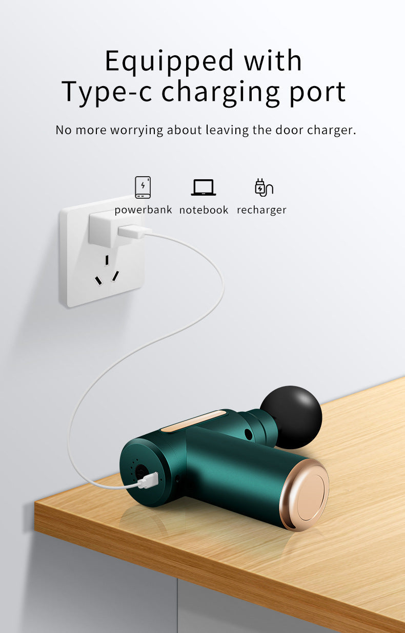 Compact Deep Tissue Massage Gun with 4 Heads - Green