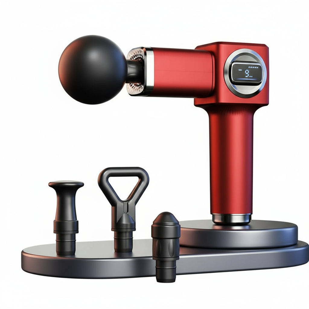Deep Tissue Massage Gun with LCD Display - Red