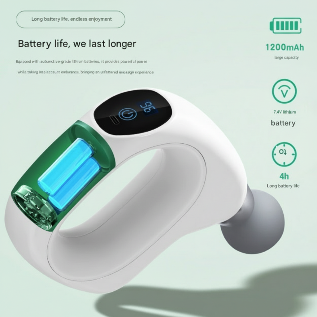 Compact Handheld Massage Gun - White