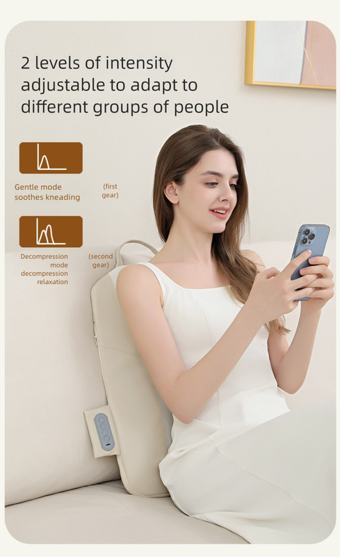 Wireless Shiatsu Back Massager Cushion - Light Grey