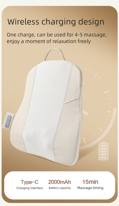 Wireless Shiatsu Back Massager Cushion - Light Grey