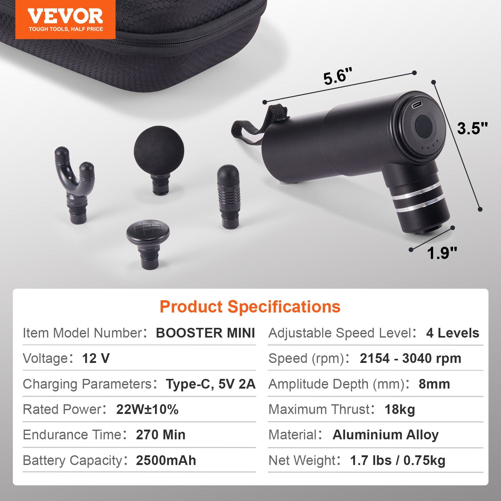 VEVOR Handheld Percussion Massager for Pain Relief and Muscle Recovery