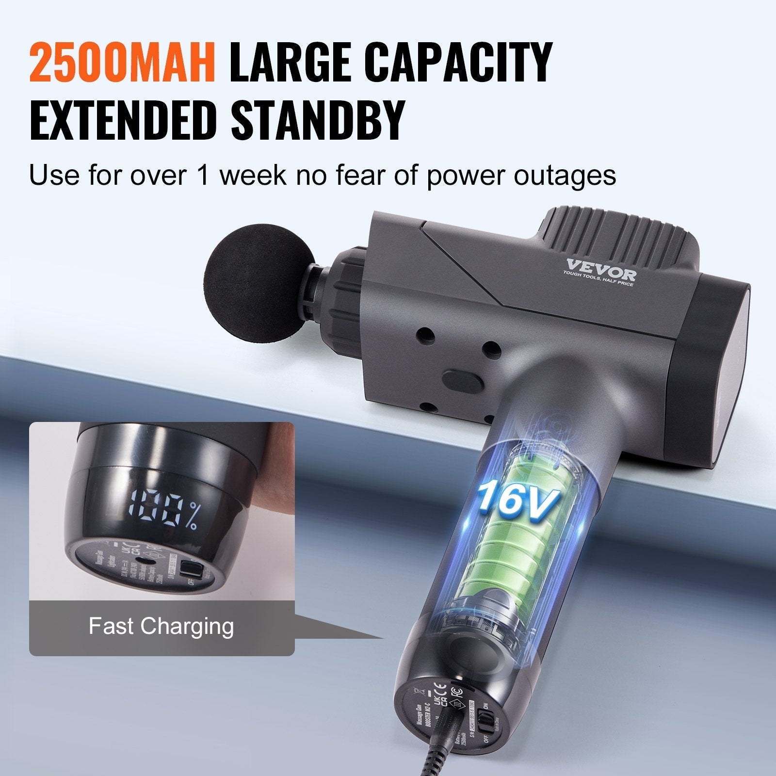 VEVOR Deep Tissue Massage Gun - 8 Speed Levels & 6 Heads, Portable Relief for Athletes