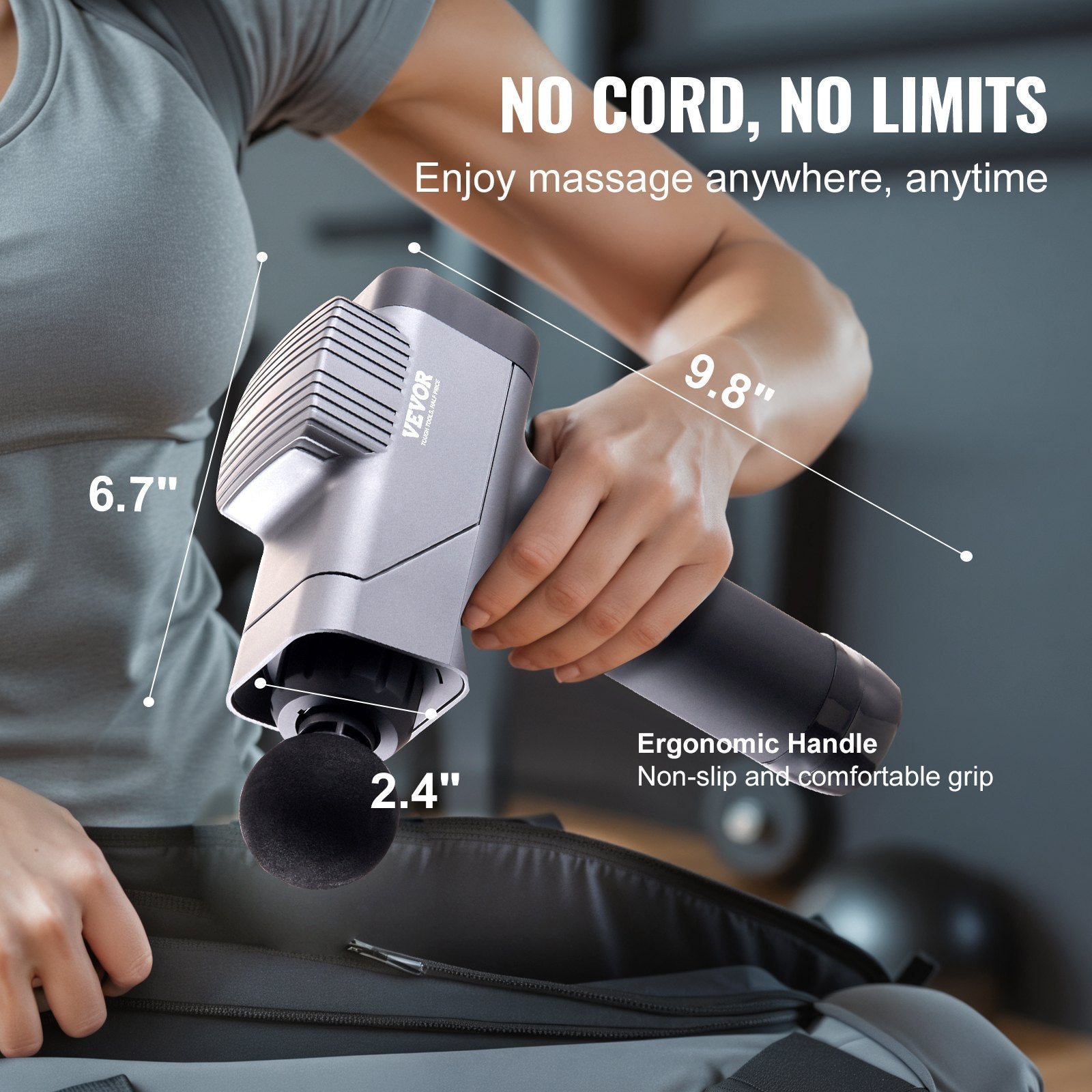 VEVOR Deep Tissue Massage Gun - 8 Speed Levels & 6 Heads, Portable Relief for Athletes