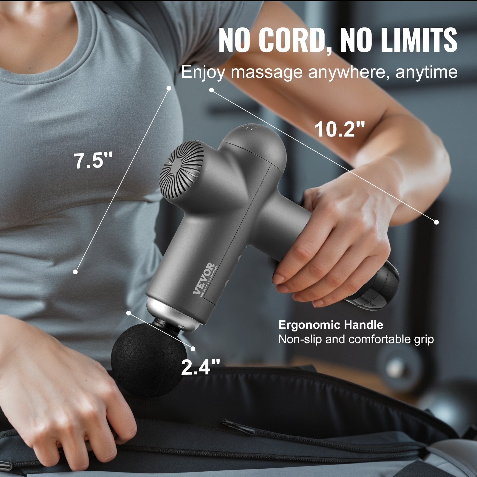 VEVOR Deep Tissue Massage Gun with 8 Speeds & 6 Heads